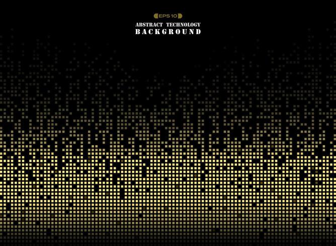 Abstract futuristic technology in golden color pixel square pattern  vector