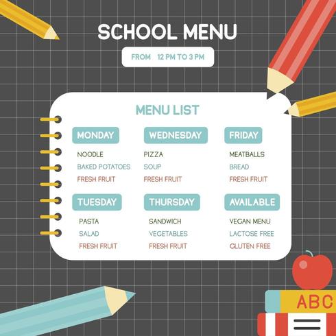 School menu poster template vector