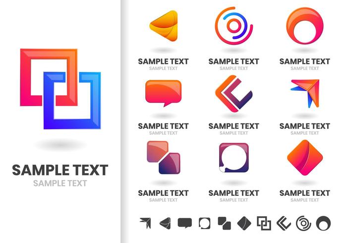 Set of modern logo geometric shapes  vector