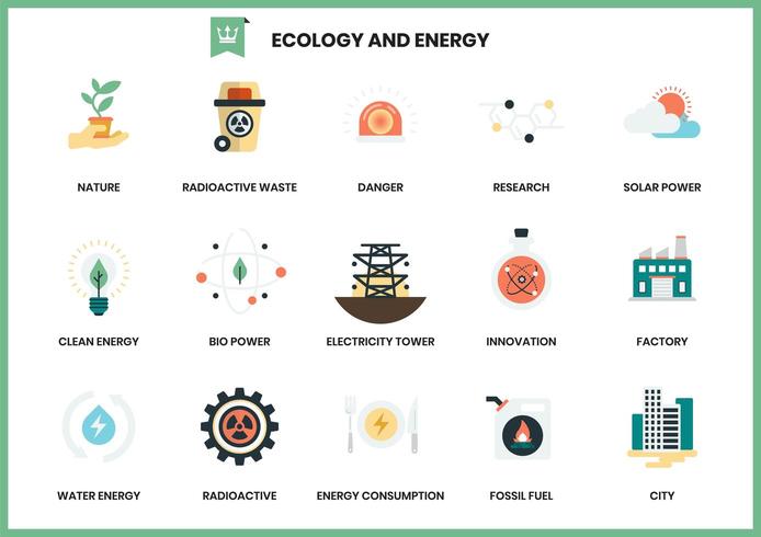 Set of energy and ecology icons  vector