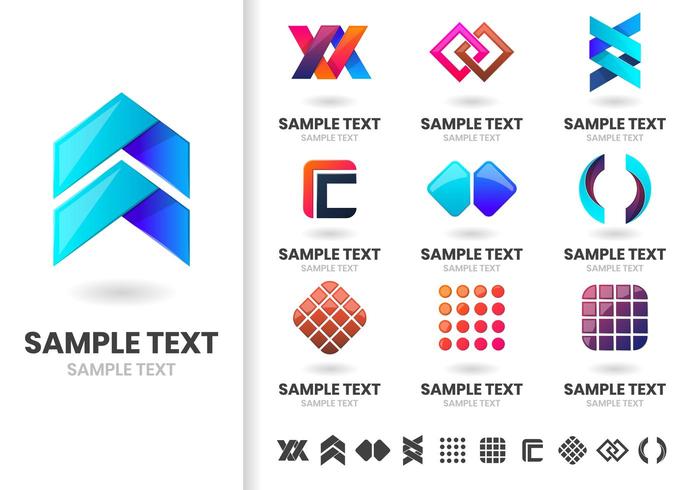 Conjunto de iconos de logotipo moderno elegante vector