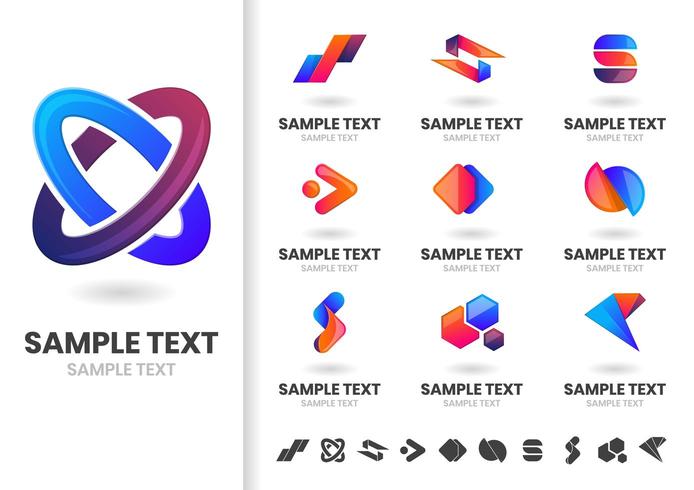 Set of interlocking modern logo shapes vector