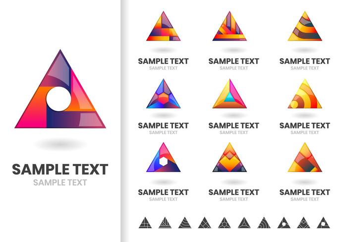 Conjunto de formas de logotipo triangular vector