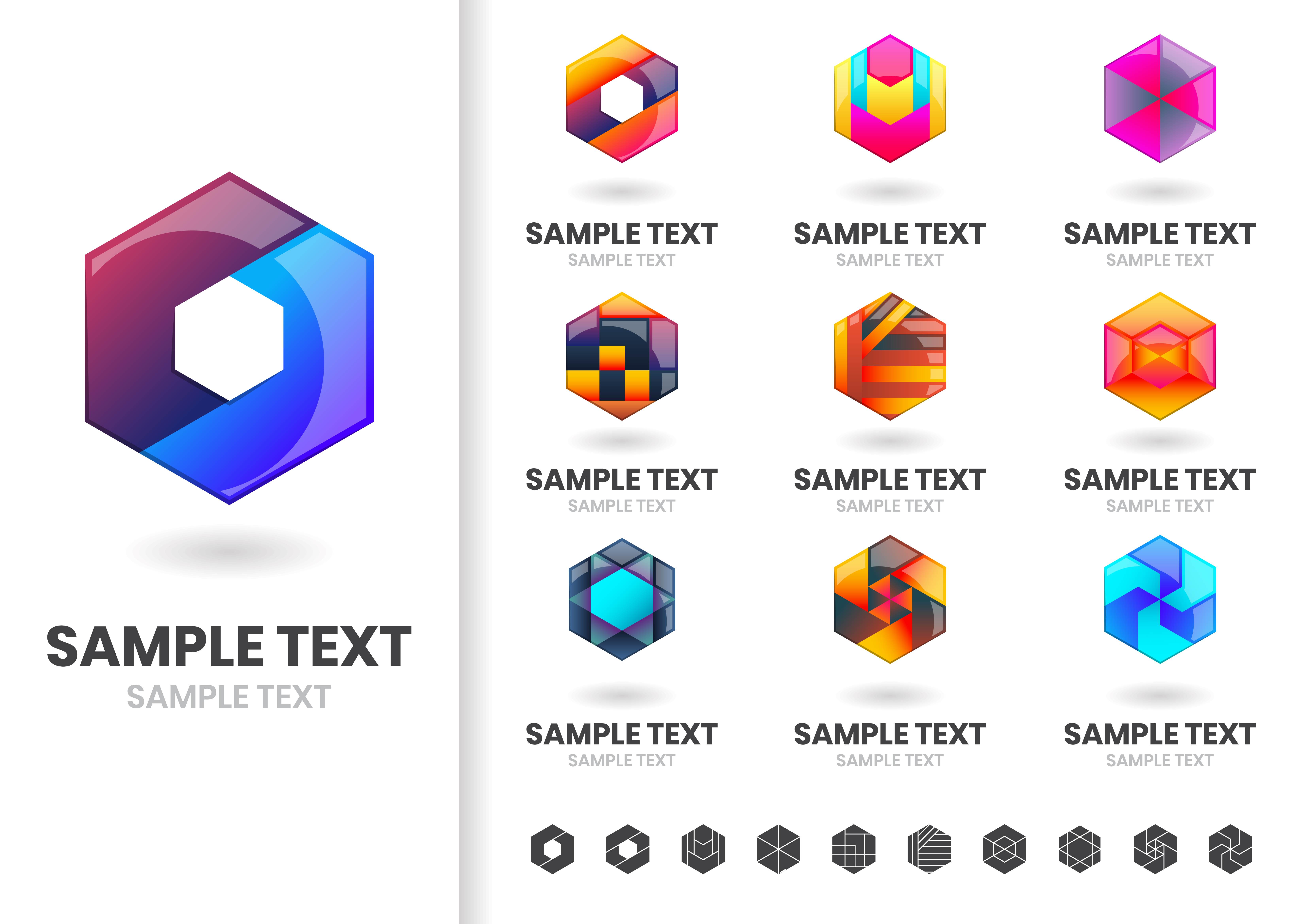 Conjunto de logotipos hexagonales modernos 678464 Vector en Vecteezy