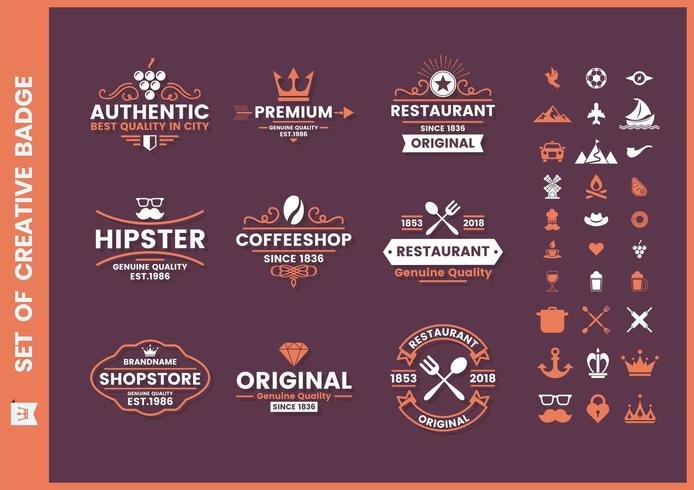 Set of purple orange vintage business badges  vector