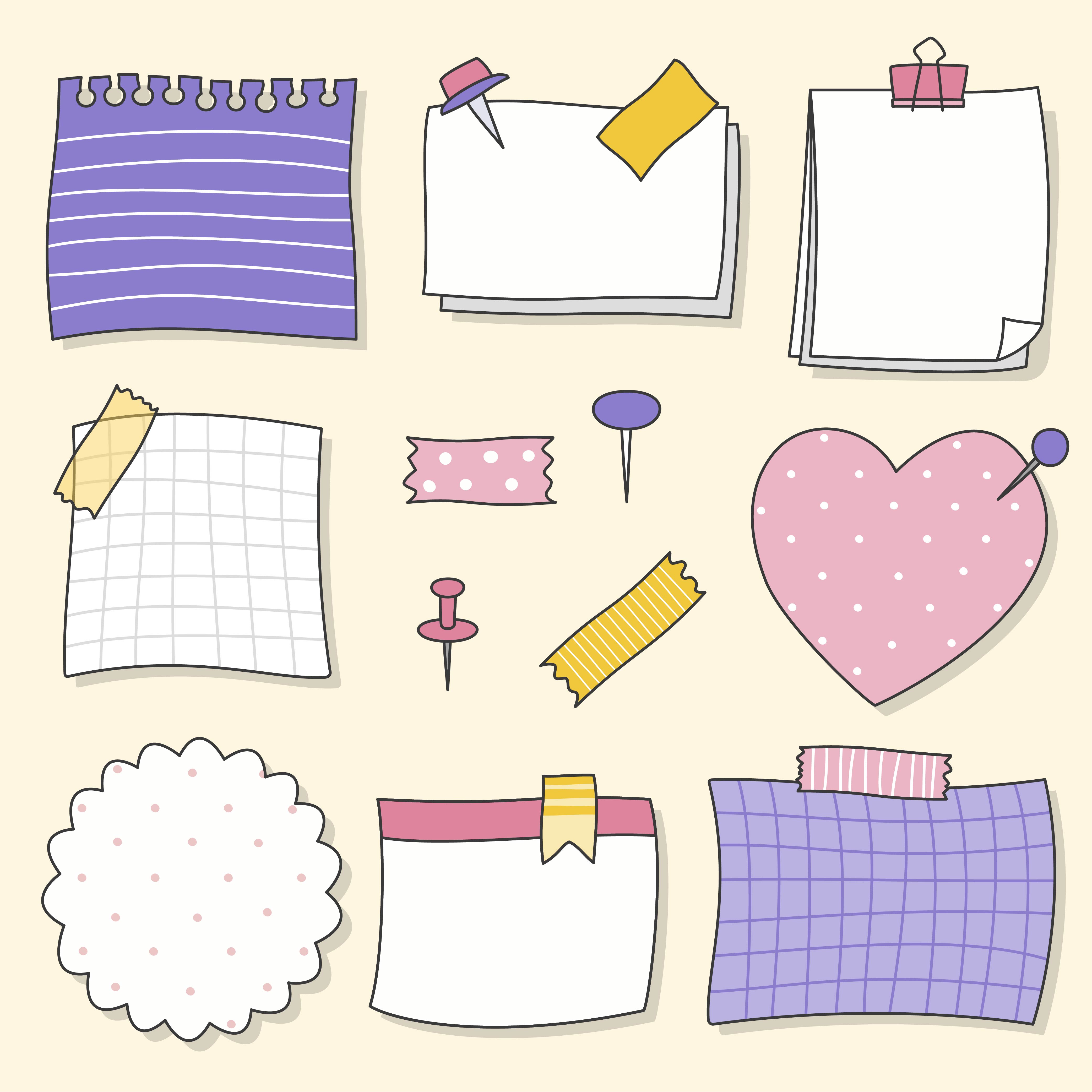 Girly sticky notes set 678512 Vector Art at Vecteezy