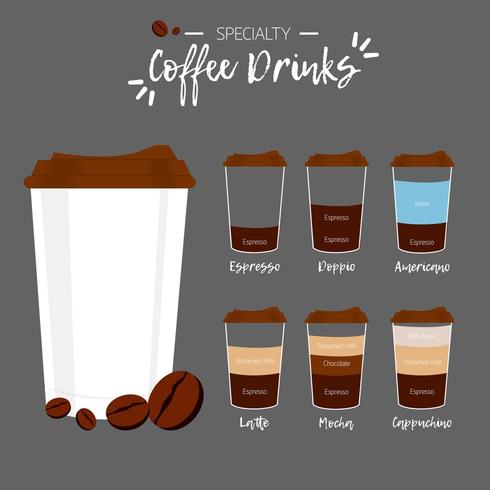 Specialty coffee drinks set  vector