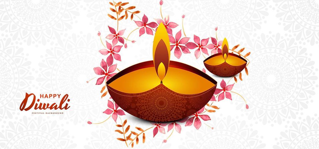 Elegant diwali festival card design template  vector