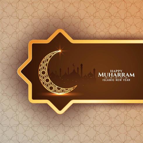 Golden moon Happy Muharran vector background