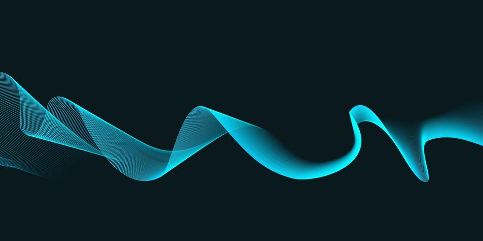 Blue abstract waves on black background  vector