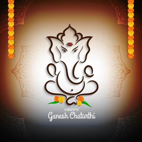 Ganesh Chaturthi colorido con saludo de flores vector