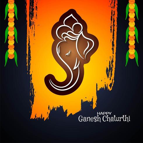 Saludo de acuarela abstracta brillante de Ganesh Chaturthi vector