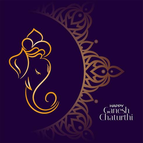 Golden lord ganesha on  dark background vector