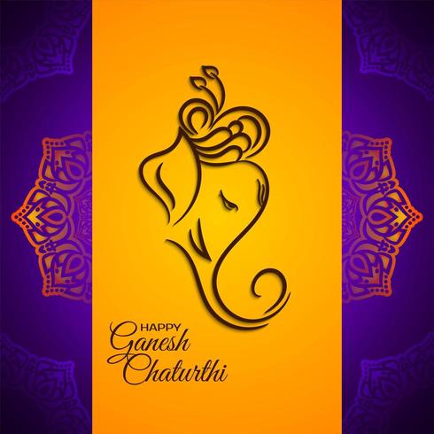 Señor ganesha festivo fondo naranja brillante vector