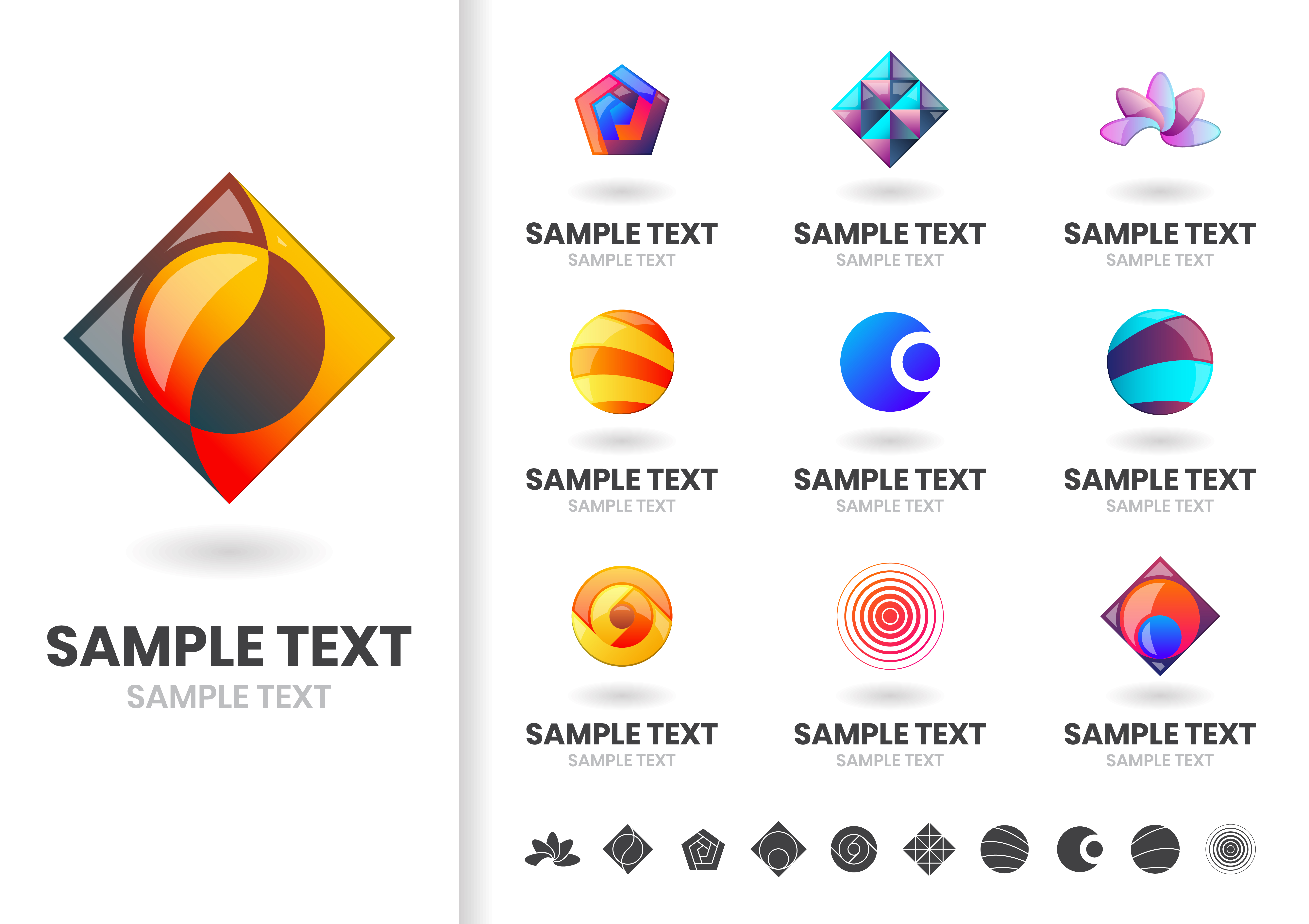 Set of modern colorful interlocking shape logos 678732 Vector Art at