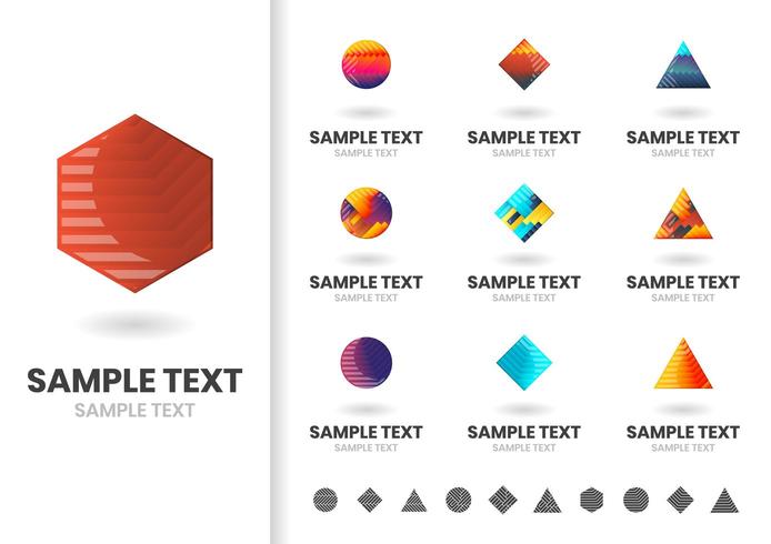 Conjunto de logotipos geométricos coloridos simples vector