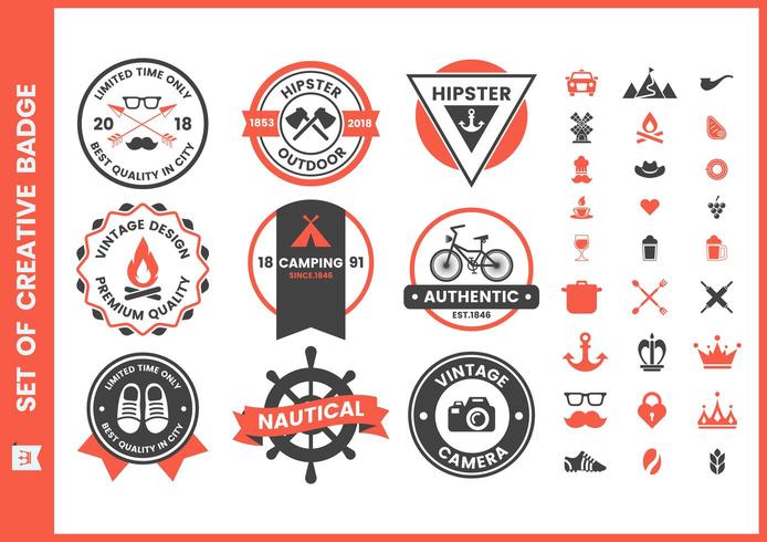 Set of vintage red brown business badges  vector