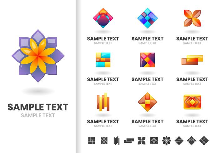 Set of geometric floral shape logos  vector