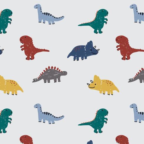 Hand drawn dinosaur pattern background vector
