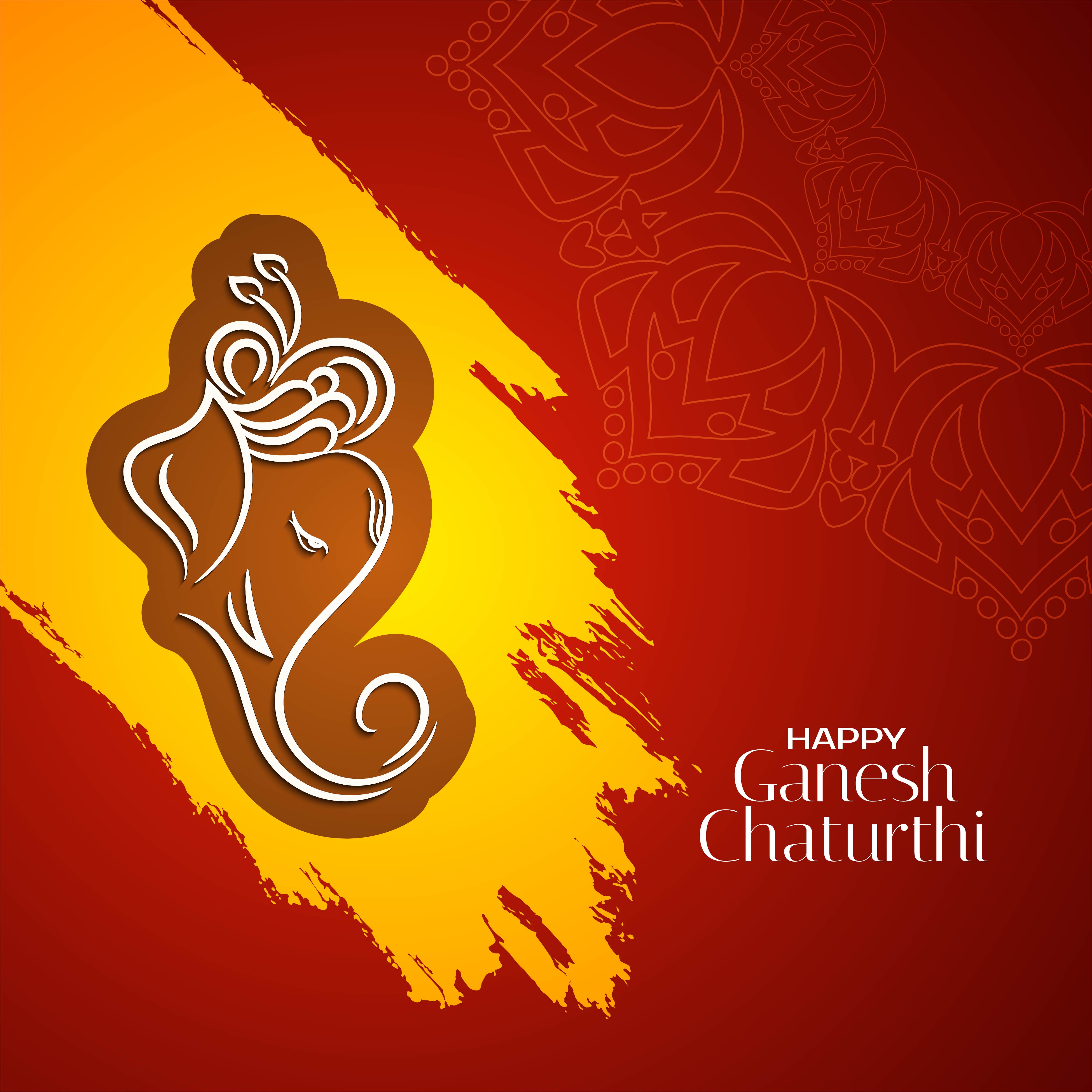 Ganesh Chaturthi red and yellow simple celebration background 678783 Vector  Art at Vecteezy