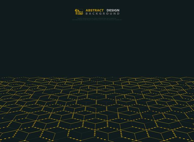 Abstract gold dot hexagon technology pattern vector