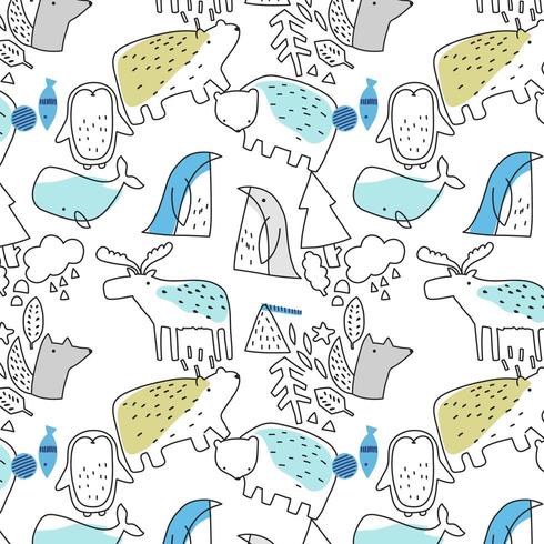 Fine Line animal pattern background vector