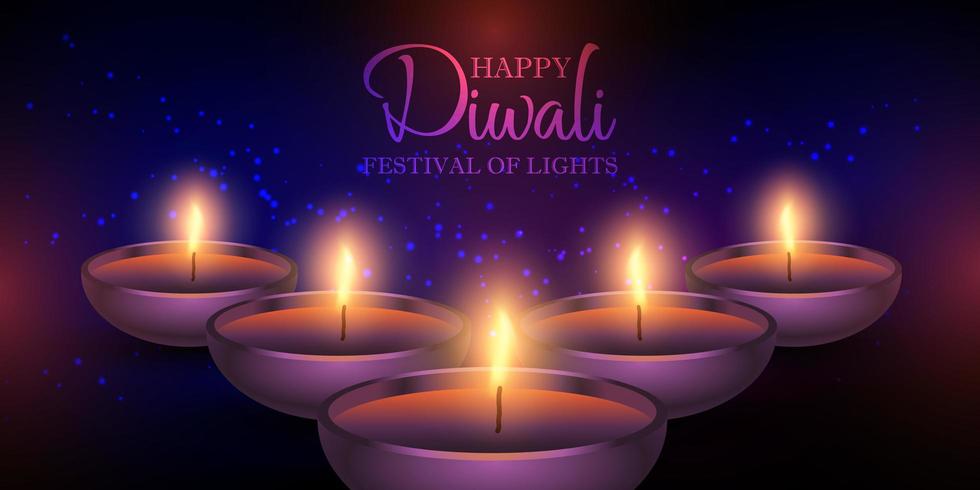 Conjunto de banner de lámparas Diwali vector