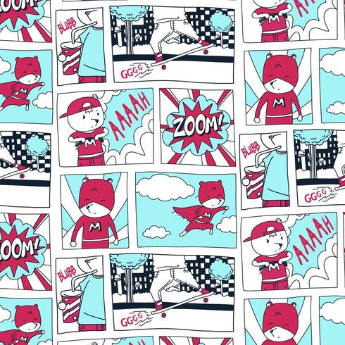 Hand drawn super hero Comic Pattern vector