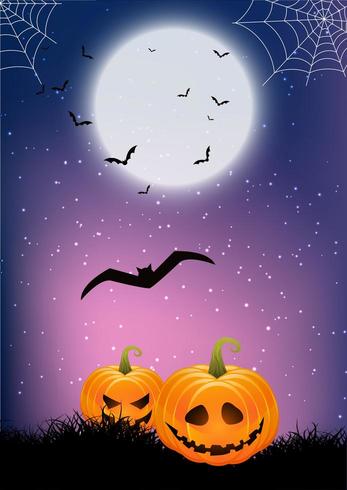 pumpkins and cobwebs Halloween Background  vector