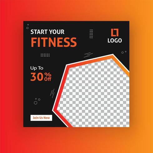 Fitness of gym social media post template vector