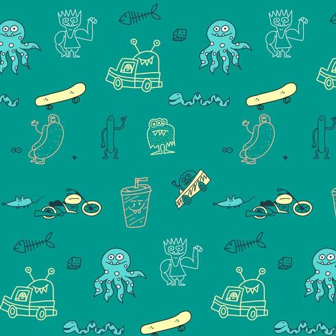 Sea animal pattern background vector