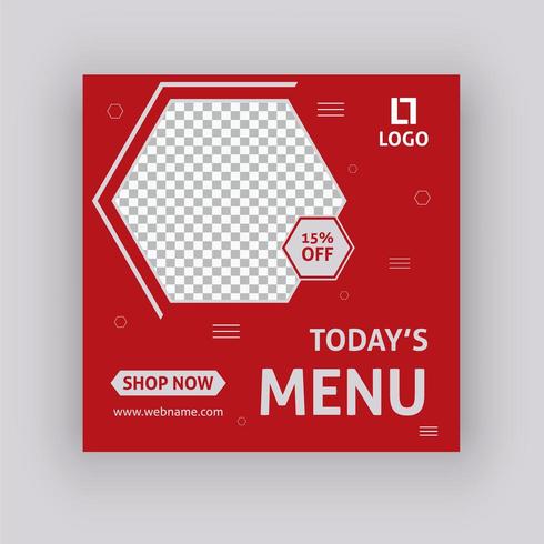 Today's menu social media post template vector