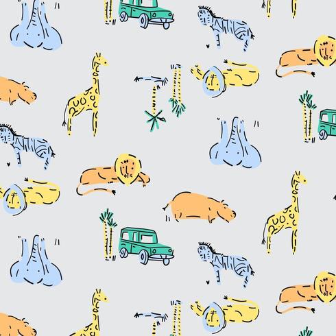 Zoo animal pattern background vector