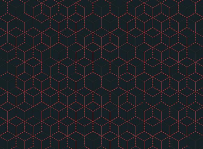 Abstract red dot outline hexagon pattern  vector