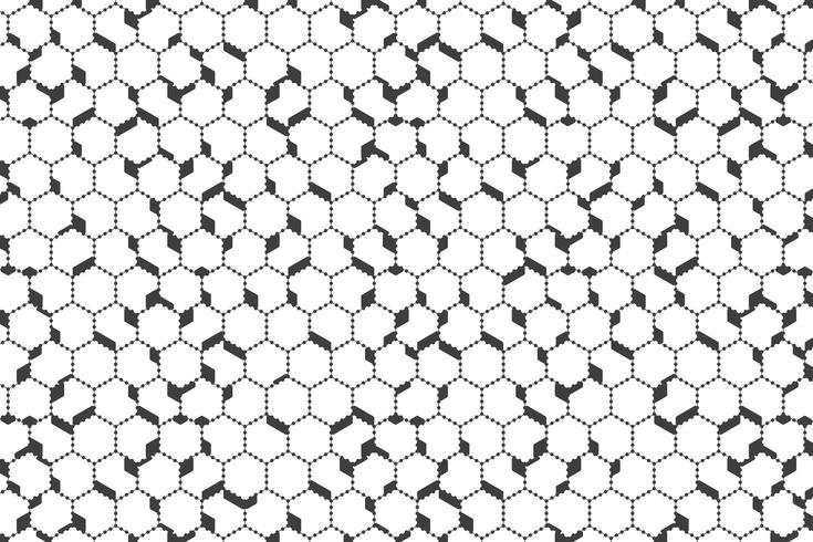 Abstract black dot outline hexagonal pattern  vector