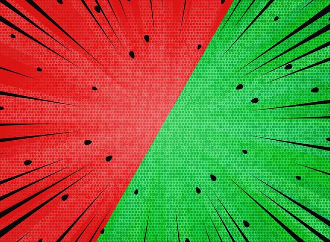 Abstract green red contrast sunburst black lines and dots pattern vector