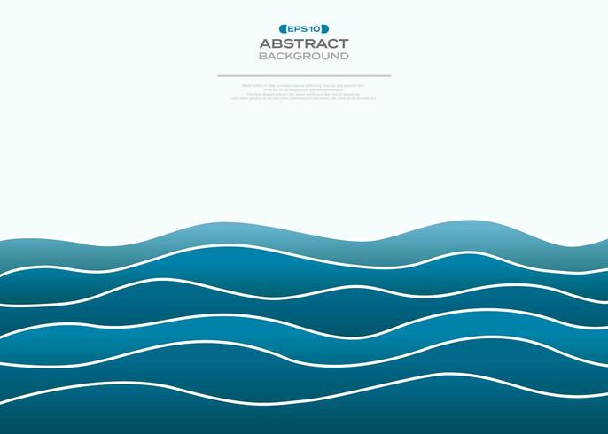 Simple gradient blue wavy sea background  vector