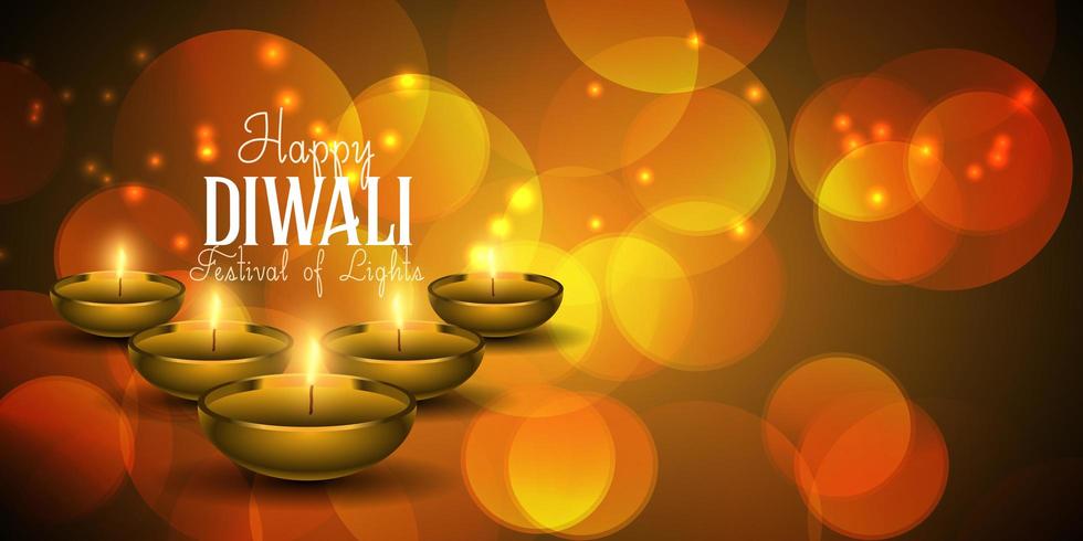 Banner de Diwali de luces borrosas vector