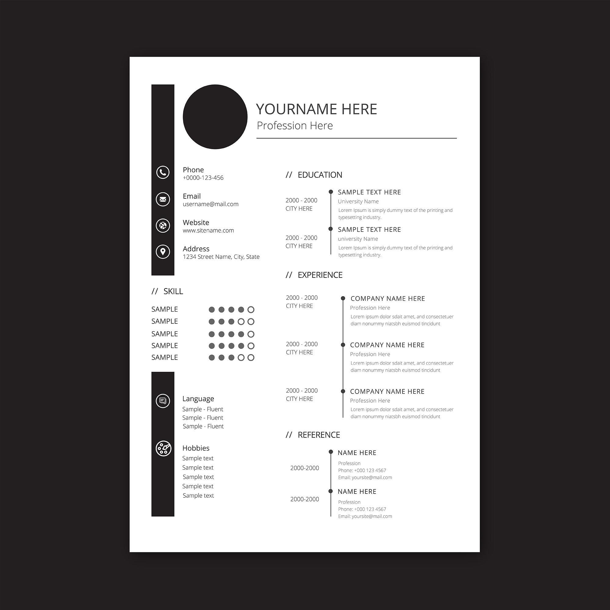 Resume template design 678933 Vector - Resume Template Design
