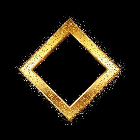 Gold diamond frame with glitter vector