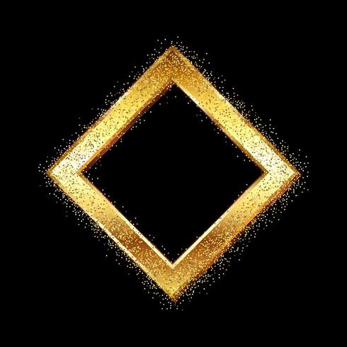 Gold diamond frame with glitter vector