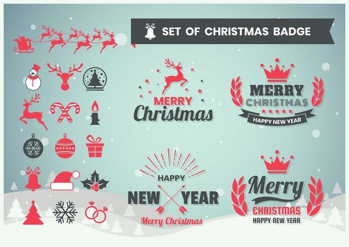 Conjunto de insignias de Navidad y año nuevo vector