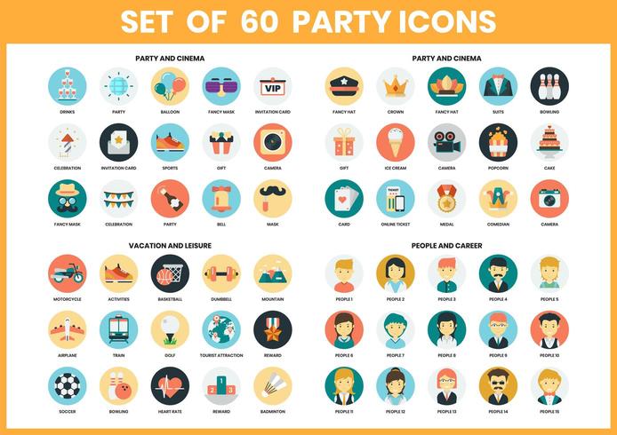 Set of party and career icons  vector