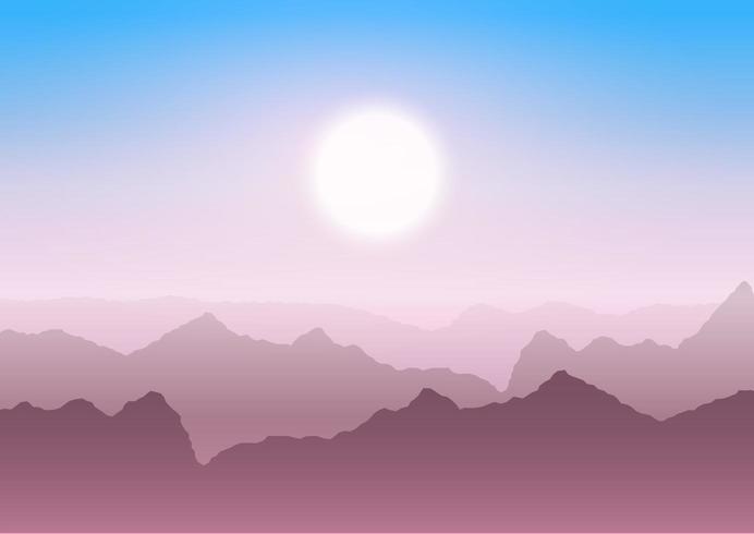 Paisaje de montaña al atardecer vector