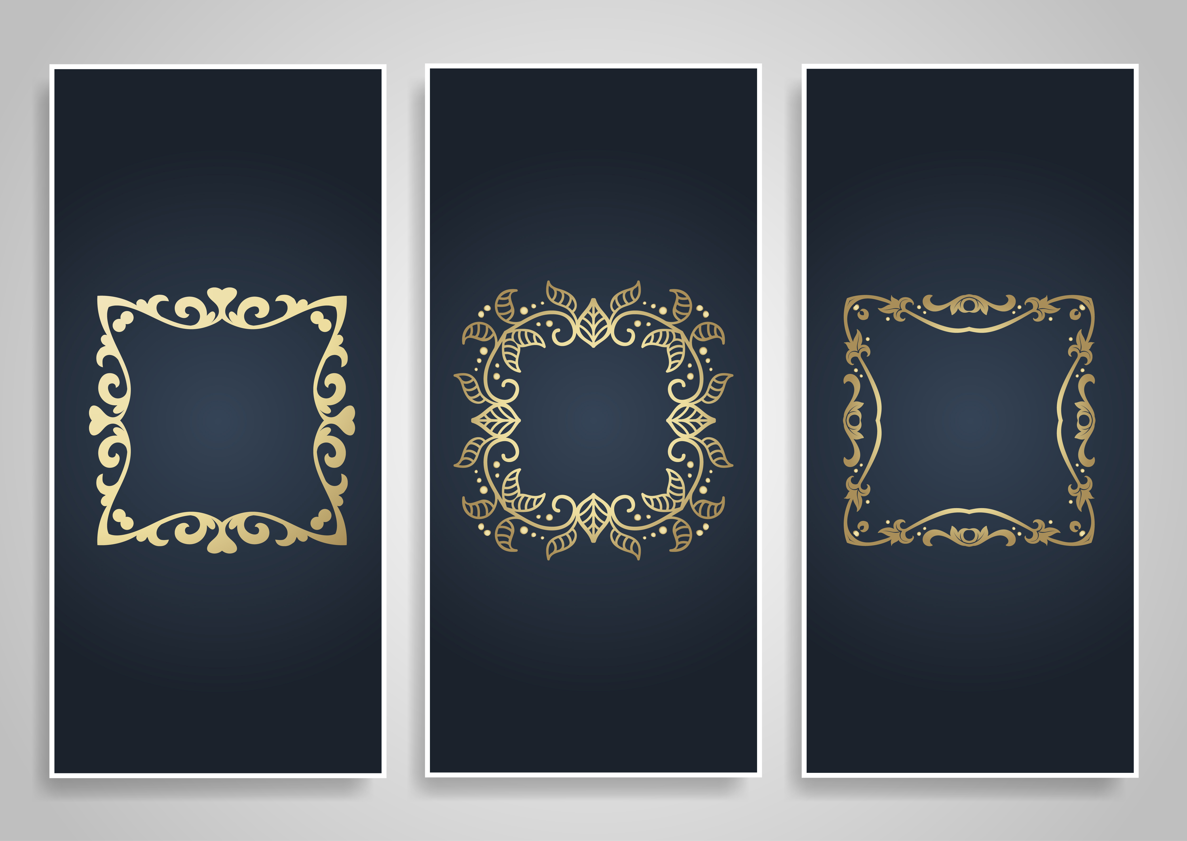 Collection of Decorative banners with elegant gold frames 678998 Vector