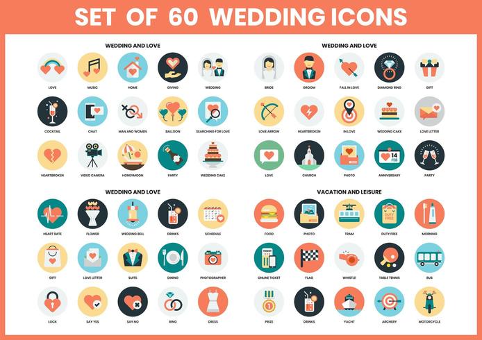 Set of wedding icons  vector