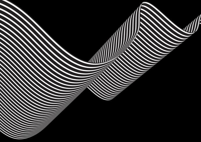 black and white flowing stripes vector