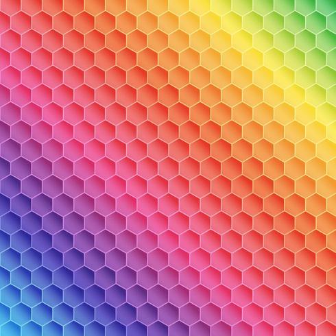 rainbow hexagon pattern design vector