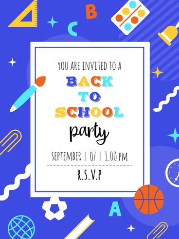 Geometric Back to school party poster  vector