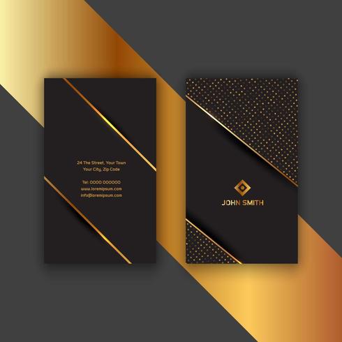 Elegante tarjeta de visita dorada y negra vector